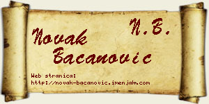 Novak Bacanović vizit kartica